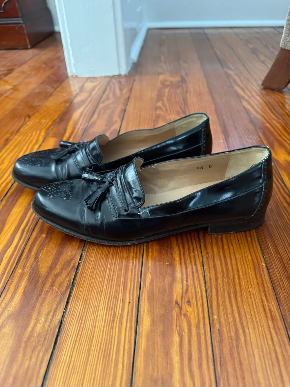 Bally Black Leather Tassel Slip-On Loafers